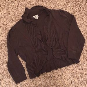 Ruffled Brown Crop Cardigan